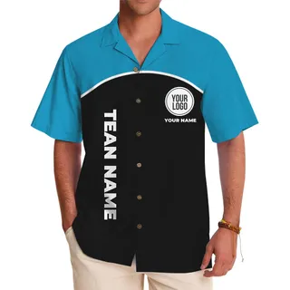 Custom Logo And Text Color Block Hawaiian Shirt