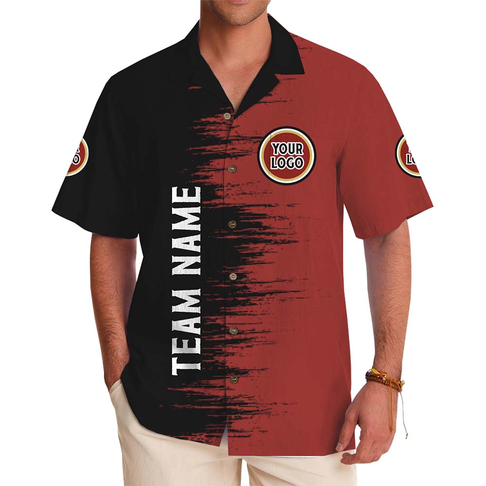 Split Color Custom Team Name And Logo Hawaiian Shirt - variant image 1