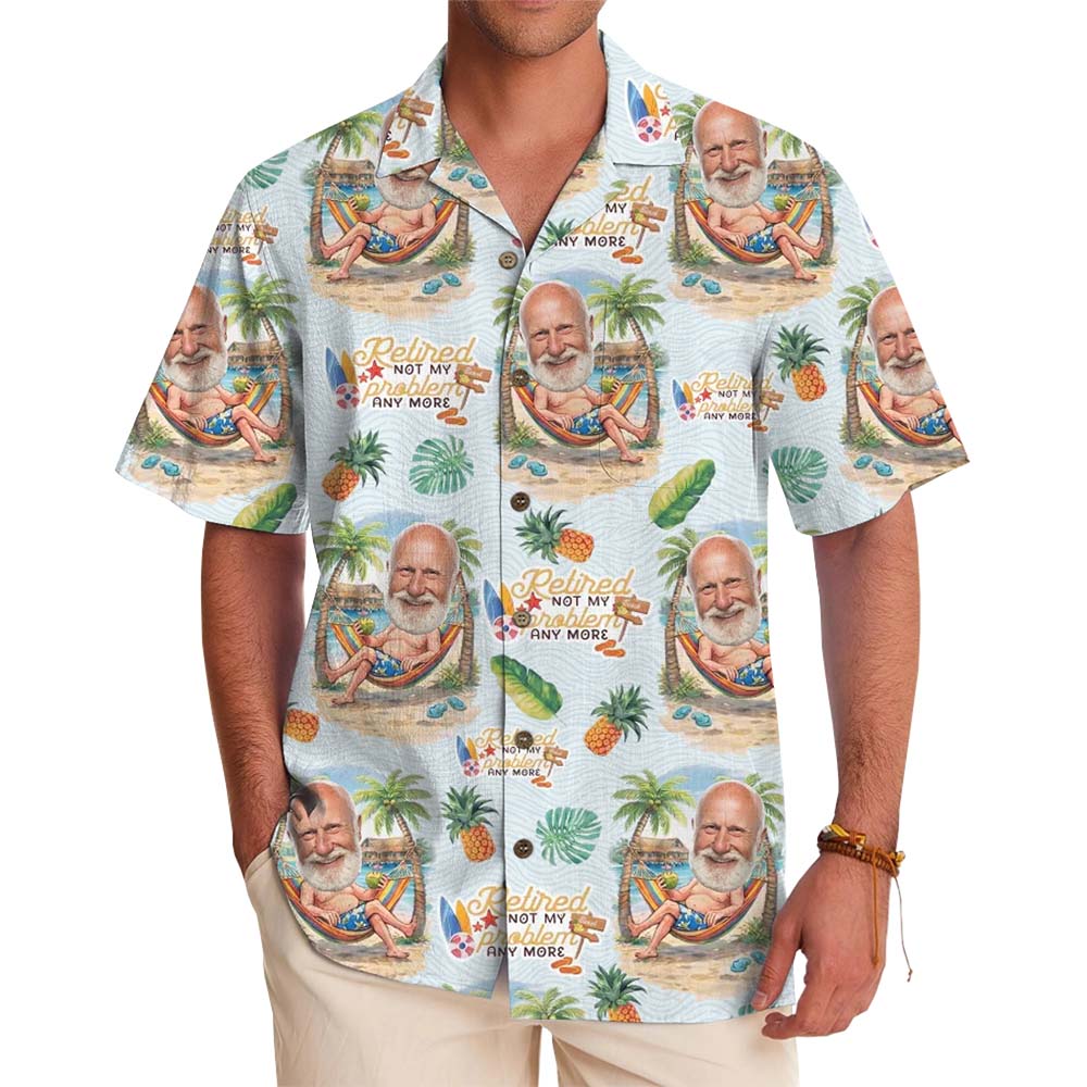 Retired Not My Problem Anymore Custom Face Hawaiian Shirt - variant image 1