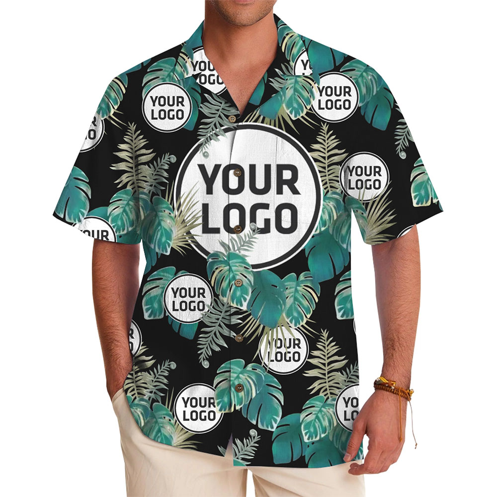 Tropical Leaf Custom Logo Aloha Shirt With Preview - variant image 1