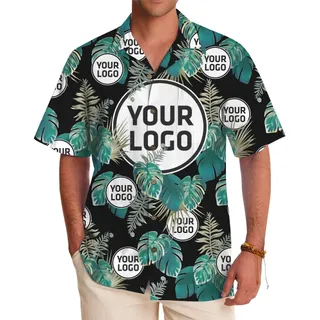Tropical Leaf Custom Logo Aloha Shirt With Preview