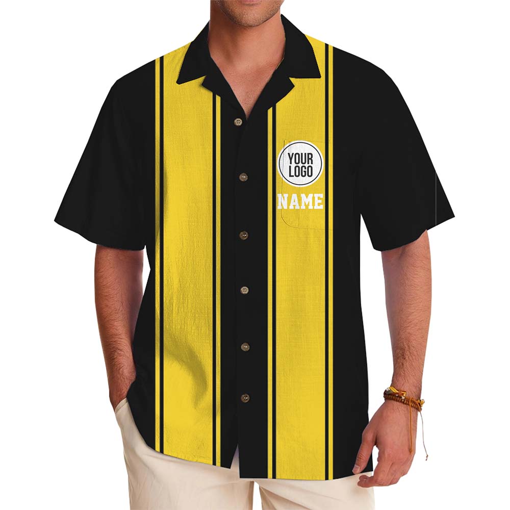 Retro Stripe Team Name And Logo Hawaiian Shirt - variant image 1