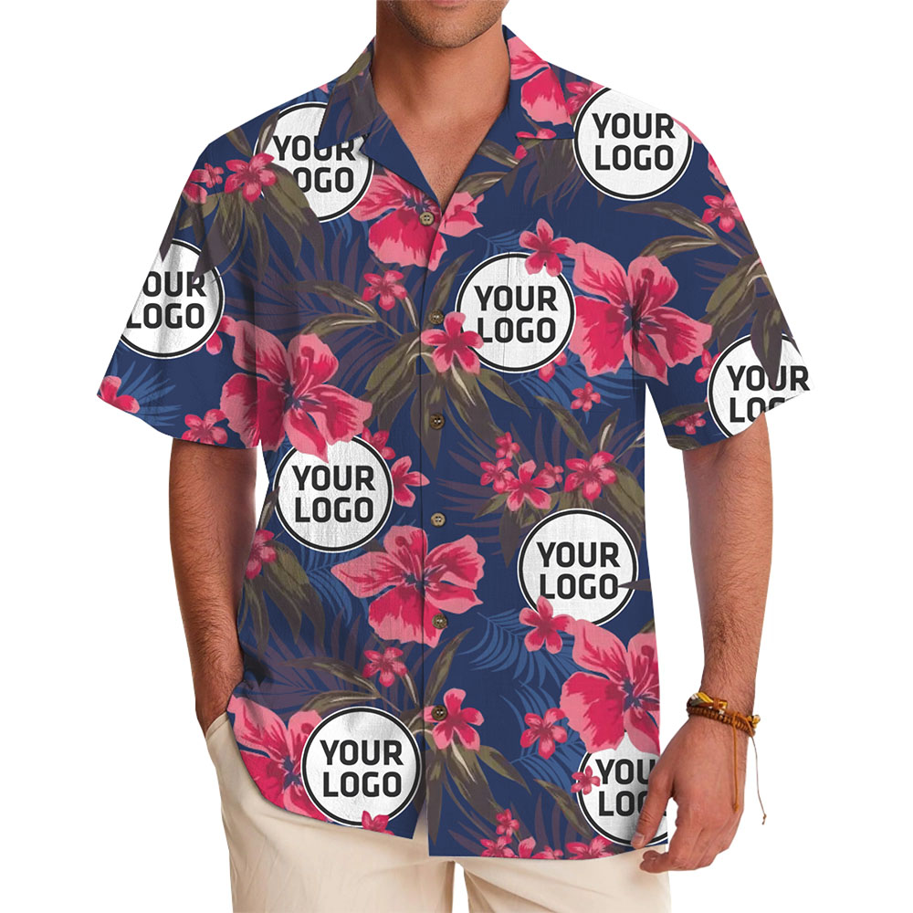 Tropical Bloom Custom Logo Hawaiian Shirt With Preview - variant image 1