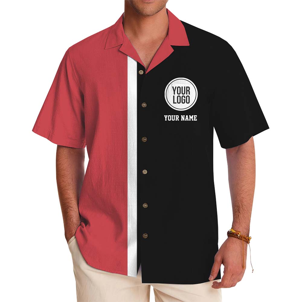 Modern Split Color Custom Logo And Text Button Up Shirt - variant image 1