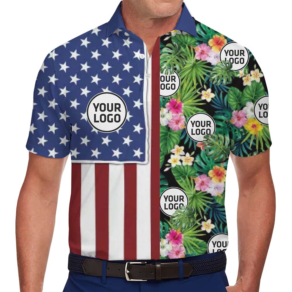 Team USA Tropical Custom Logo And Name Polo Shirt - variant image 1