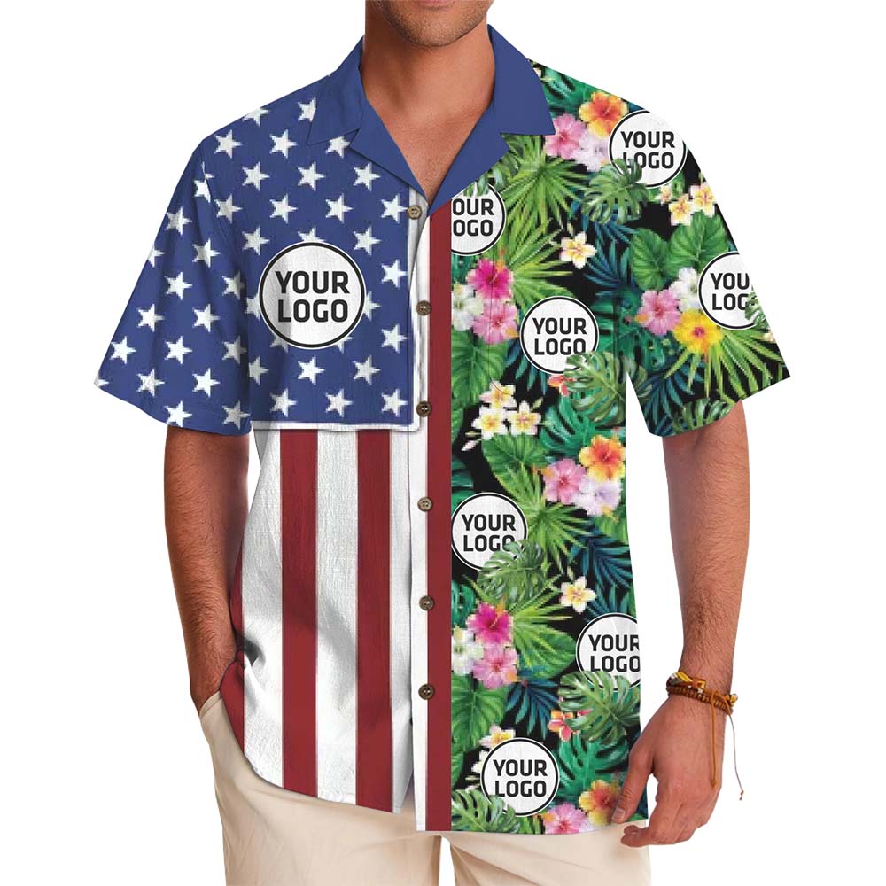 Patriotic Paradise Custom Logo Hawaiian Shirt - variant image 1