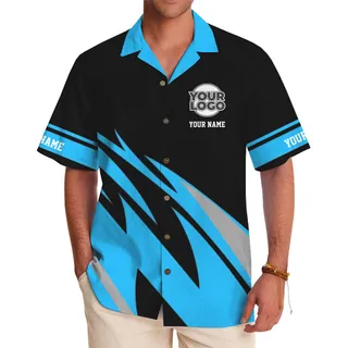 Personalized Logo And Color Block Hawaiian Shirt