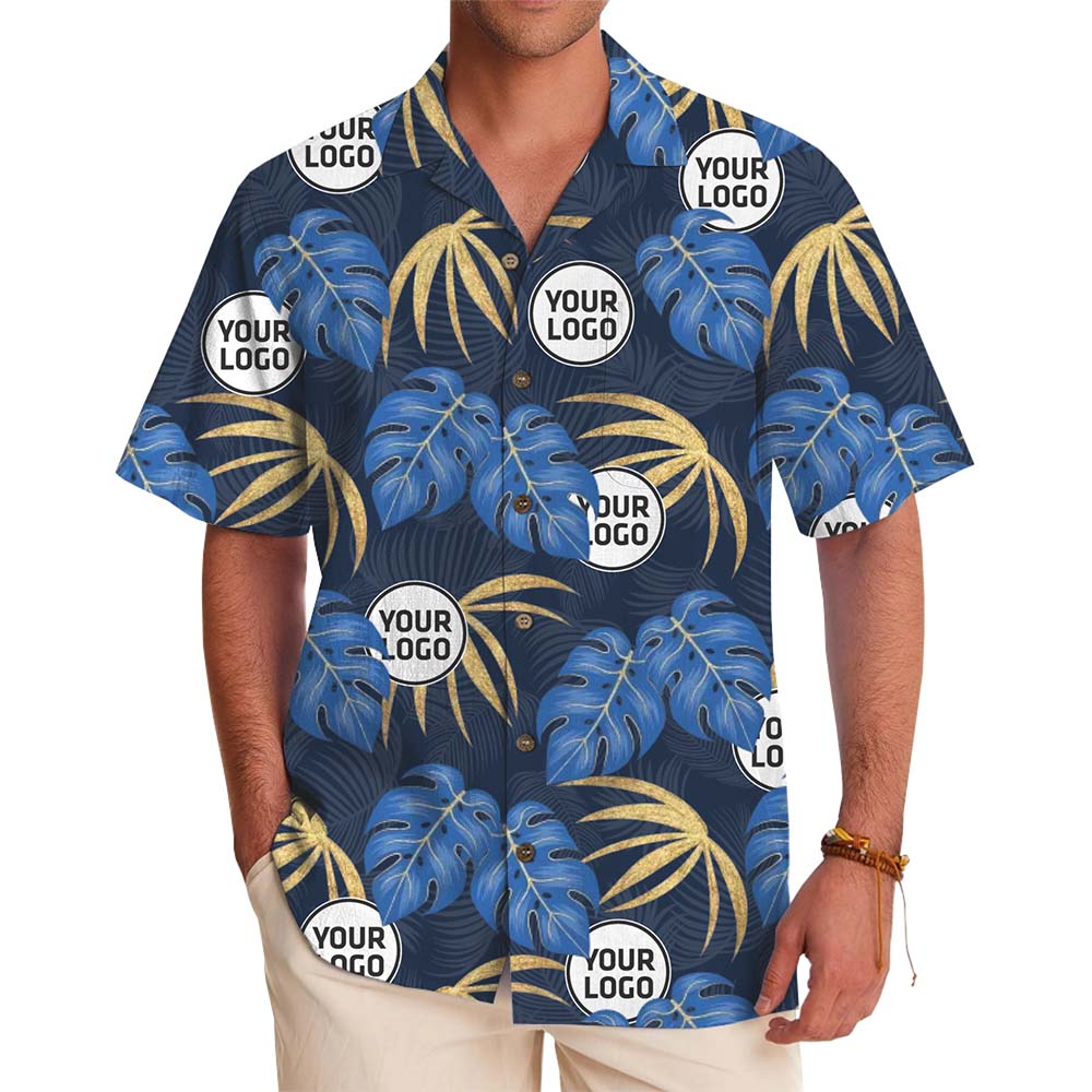 Custom Logo Tropical Leaf Hawaiian Shirt - variant image 1