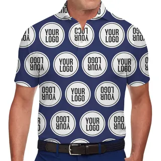 Custom Logo Flip Pattern Collared Polo Shirt