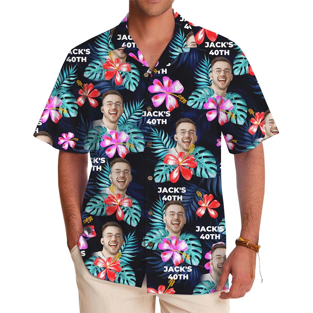 Custom Photo Birthday Hawaiian Shirt with Name and Age - variant image 1