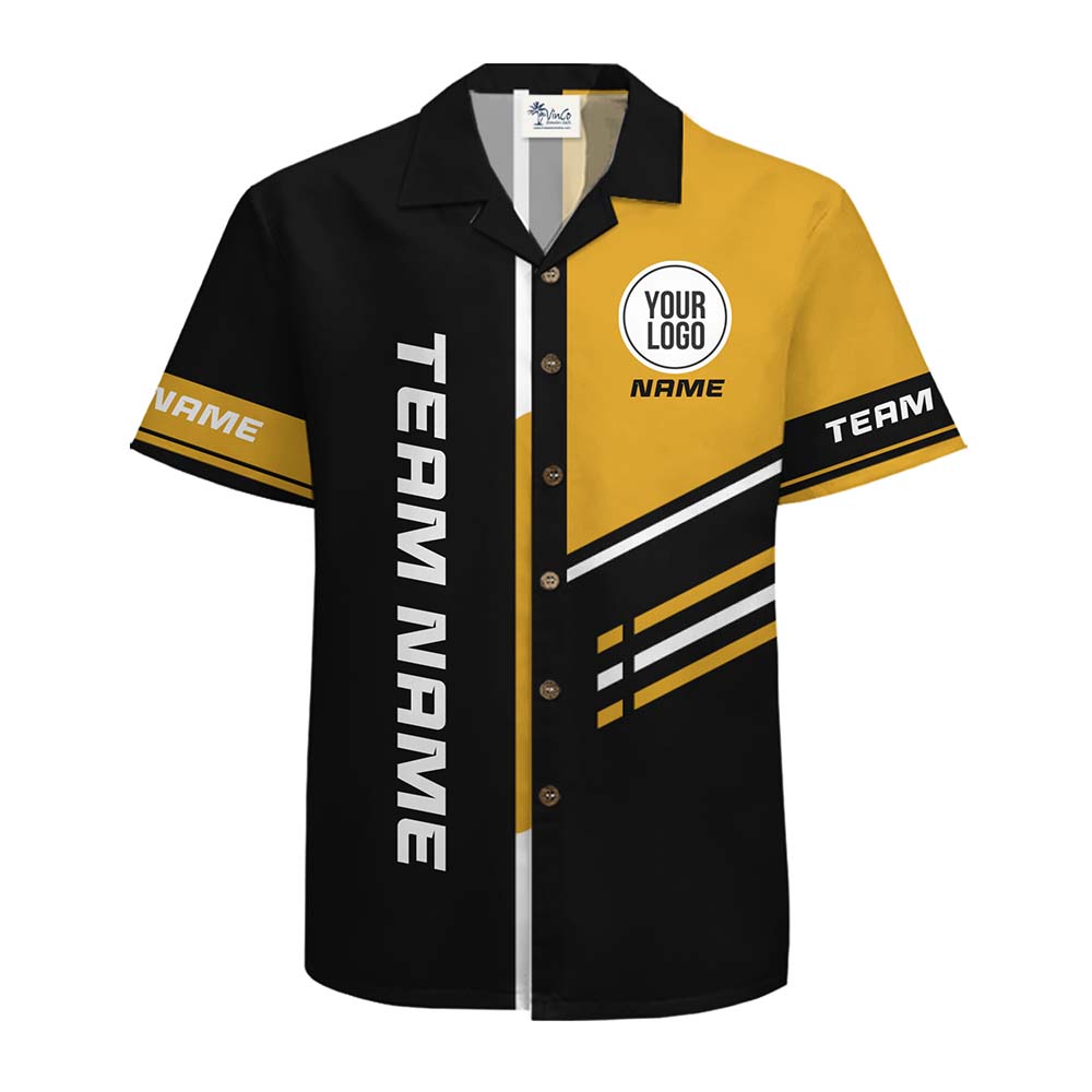 Pro Style Custom Team Logo And Text Hawaiian Shirt