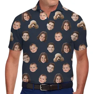 Custom Any Face On Collared Polo Shirt With Preview