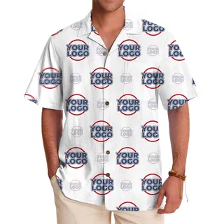 Personalized Logo Print Button Up Shirt With Preview