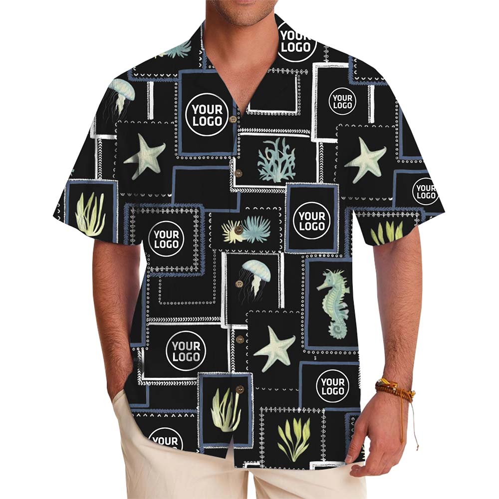 Custom Logo Ocean Breeze Hawaiian Shirt With Preview - variant image 1