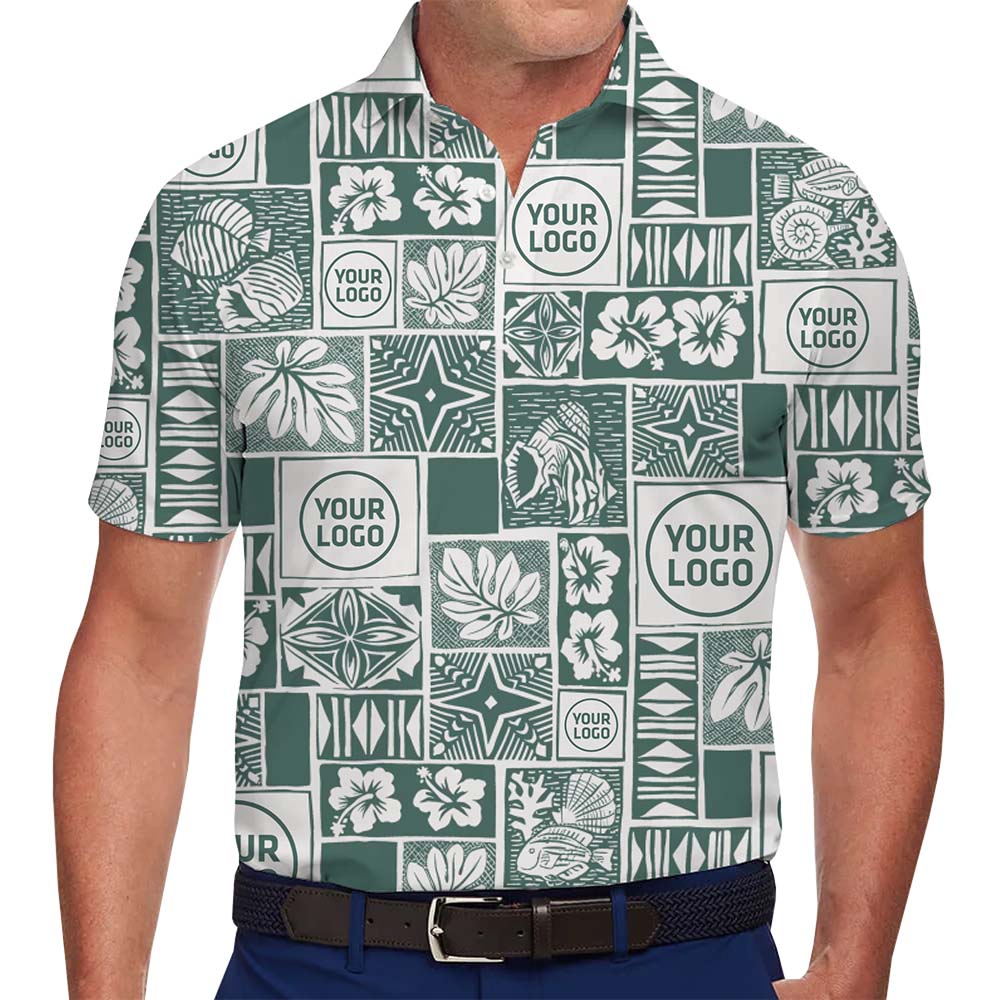Custom Logo Deep Sea Fish Floral Polo Shirt - variant image 1
