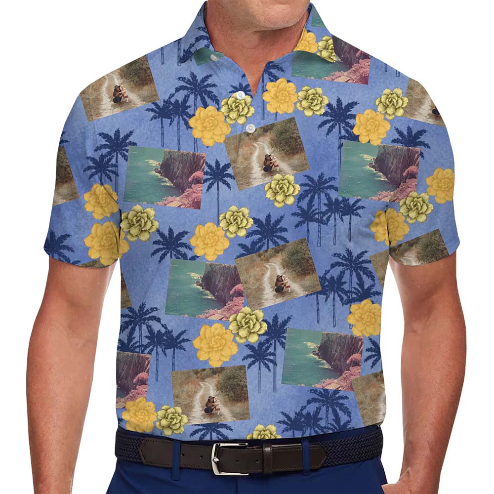 Vintage Palm Collage Personalized Photo Polo Shirt - variant image 1