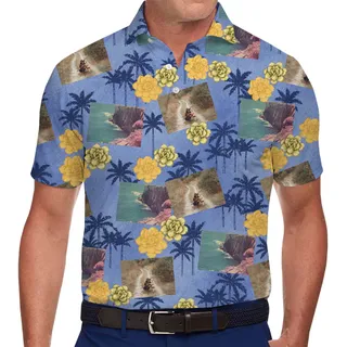 Vintage Palm Collage Personalized Photo Polo Shirt