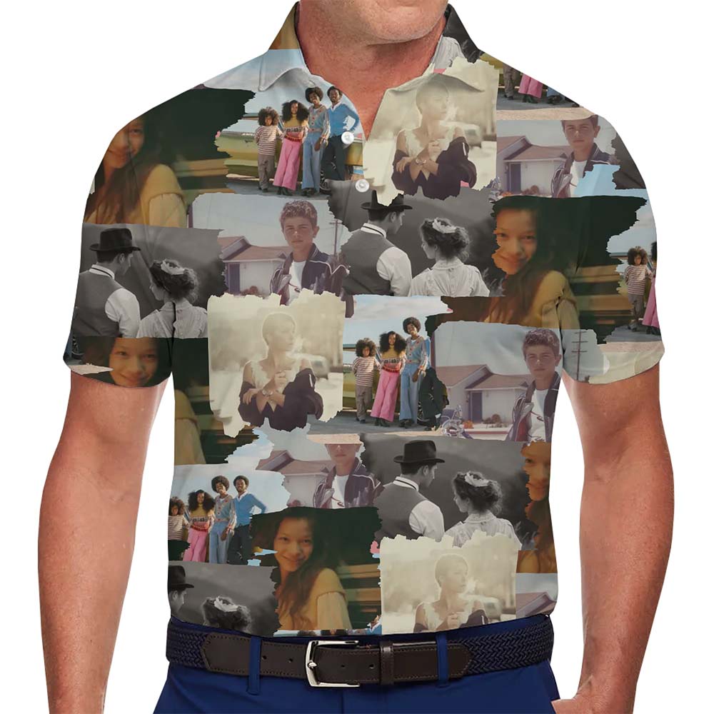 Retro Love Story Photo Collage Polo Shirt - variant image 1