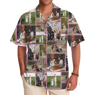 Custom Photo Color Border Hawaiian Shirt With Preview