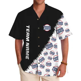 Signature Split Design Custom Hawaiian Shirt With Logo And Text