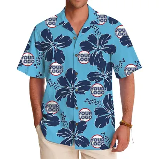 Azure Bloom Custom Logo Hawaiian Shirt With Preview