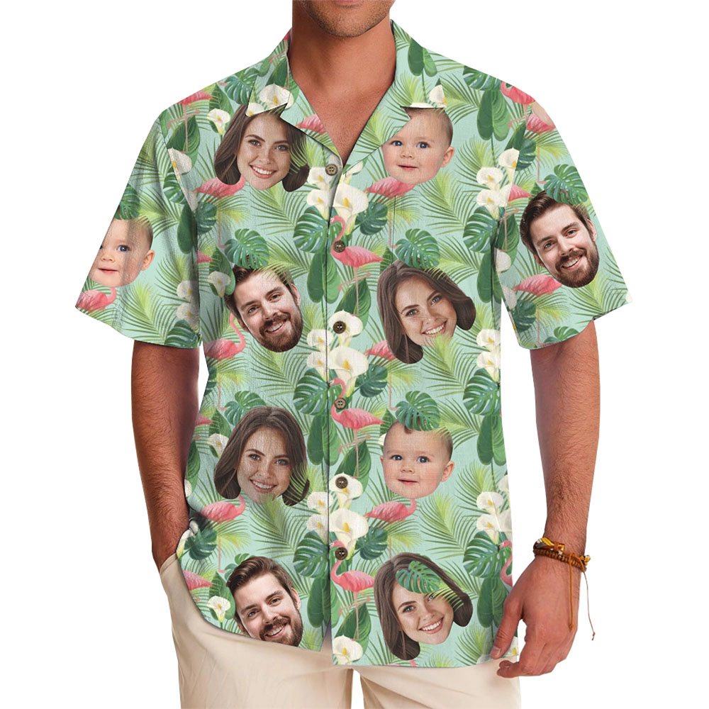 Flamingo Paradise Personalized Face Aloha Shirt - variant image 1