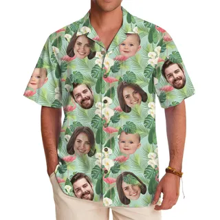 Flamingo Paradise Personalized Face Aloha Shirt