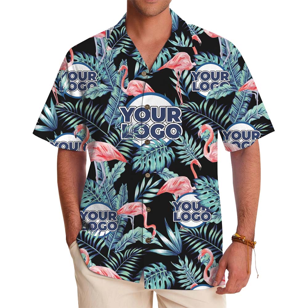 Flamingo Vibe Custom Logo Hawaiian Shirt With Live Preview - variant image 1