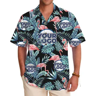 Flamingo Vibe Custom Logo Hawaiian Shirt With Live Preview