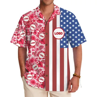 Independence Day Custom Logo Aloha Shirt With Live Preview
