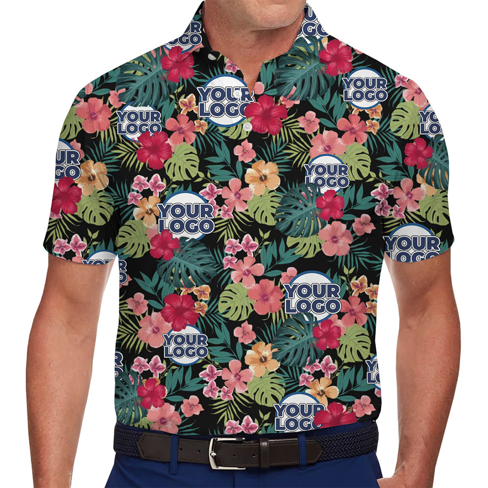 Vibrant Hibiscus Custom Logo Polo Shirt - variant image 1