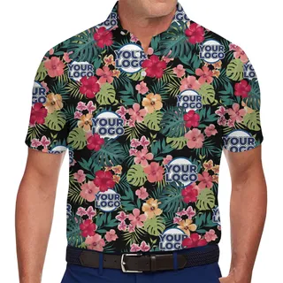 Vibrant Hibiscus Custom Logo Polo Shirt