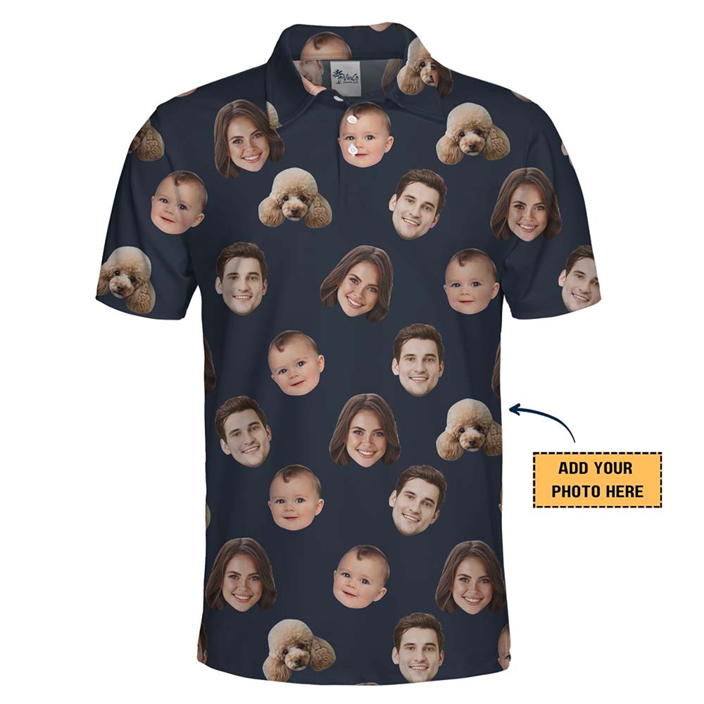 Custom Any Face On Collared Polo Shirt With Preview