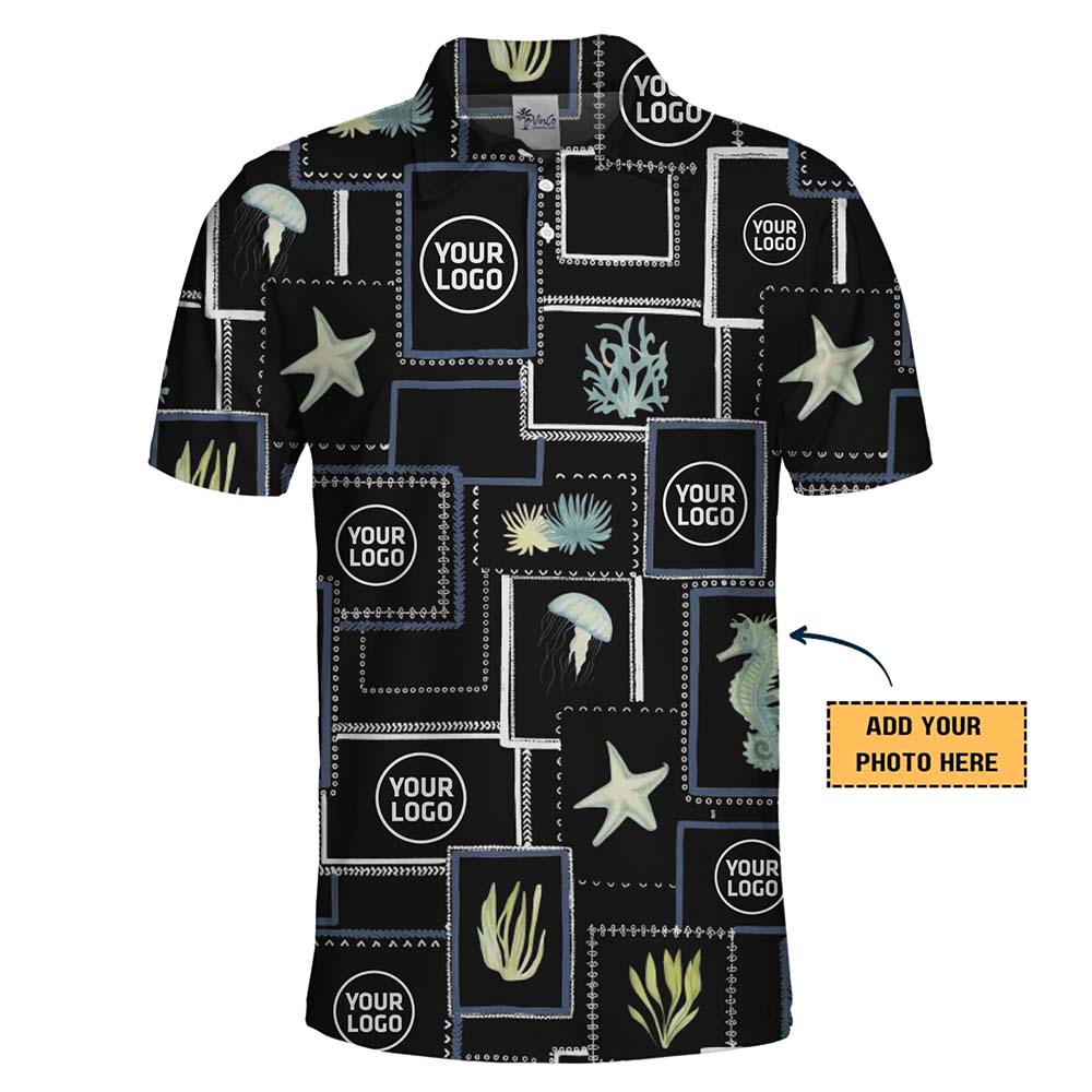 Custom Ocean Theme Logo Polo Shirt With Preview