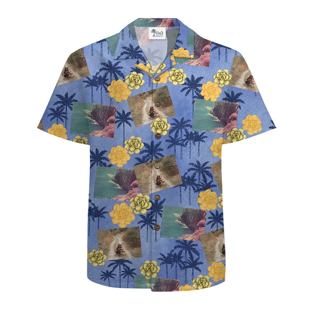 Vintage Palm Memories Custom Photo Hawaiian Shirt