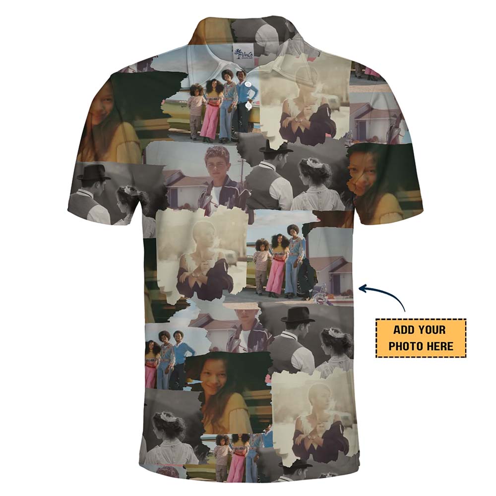Retro Love Story Photo Collage Polo Shirt