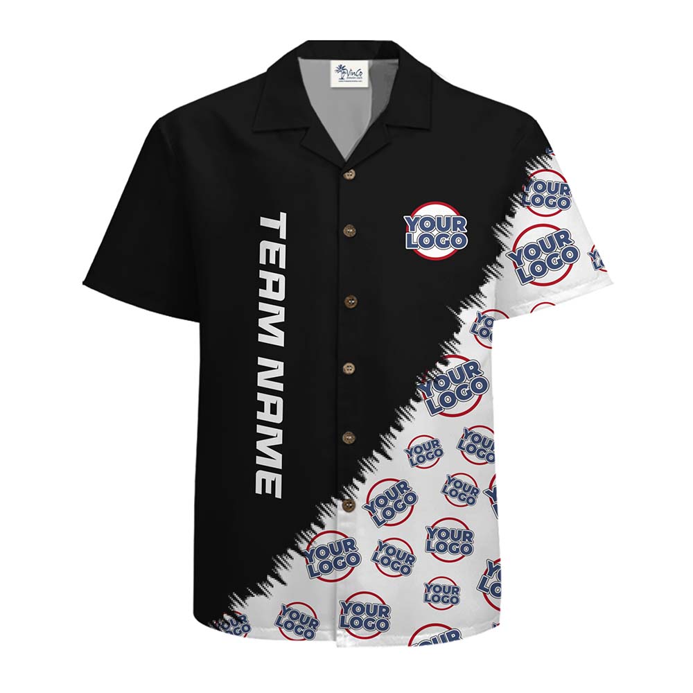 Signature Split Design Custom Hawaiian Shirt With Logo And Text