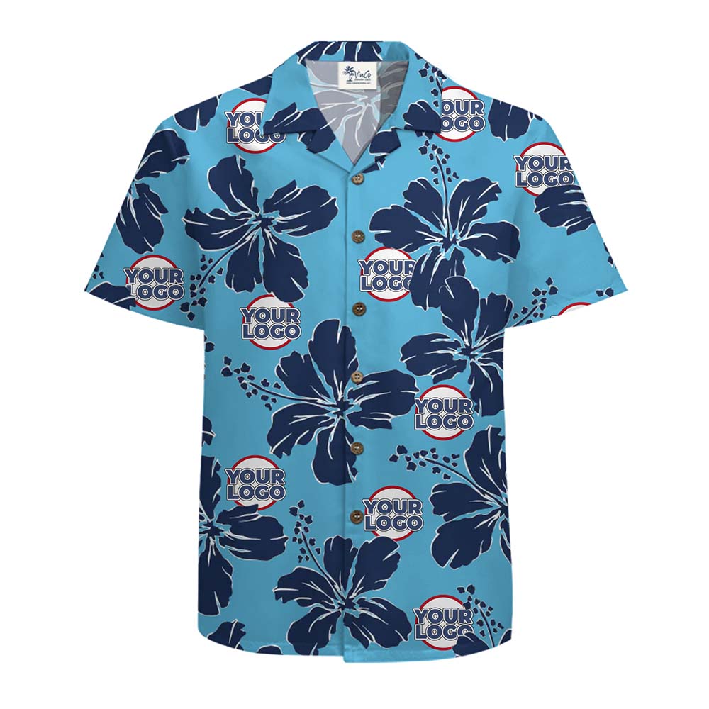 Azure Bloom Custom Logo Hawaiian Shirt With Preview