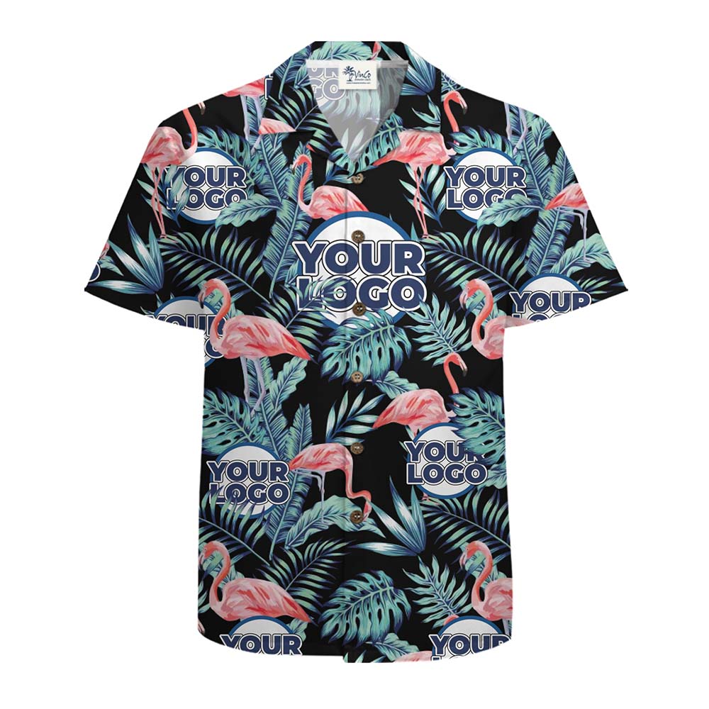 Flamingo Vibe Custom Logo Hawaiian Shirt With Live Preview