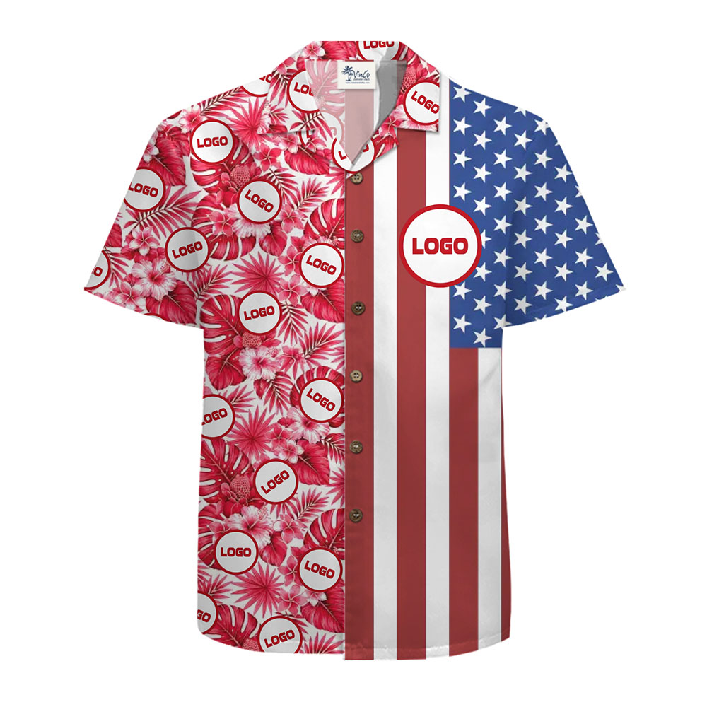 Independence Day Custom Logo Aloha Shirt With Live Preview