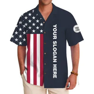 Personalized Slogan And Logo USA Flag Hawaiian Shirt