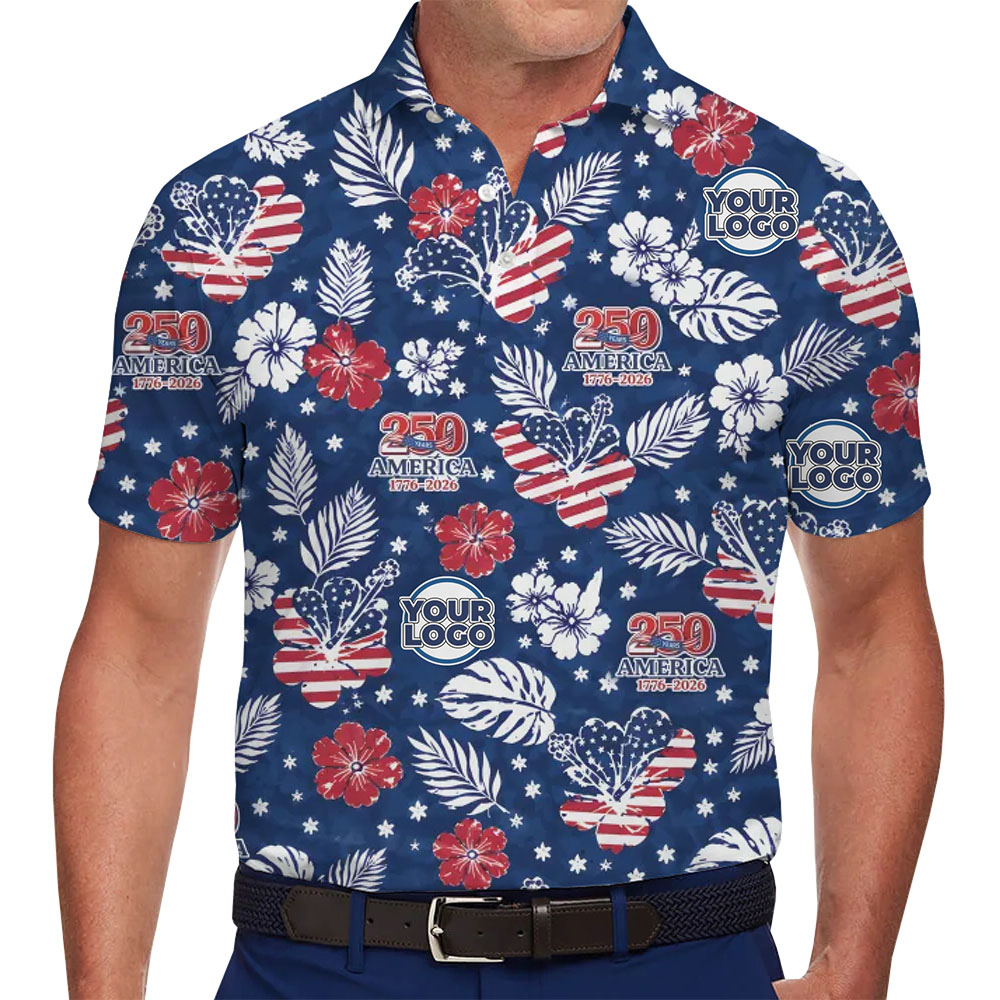 USA 250 Heritage Floral Collared Polo Shirt With Your Logo - variant image 1