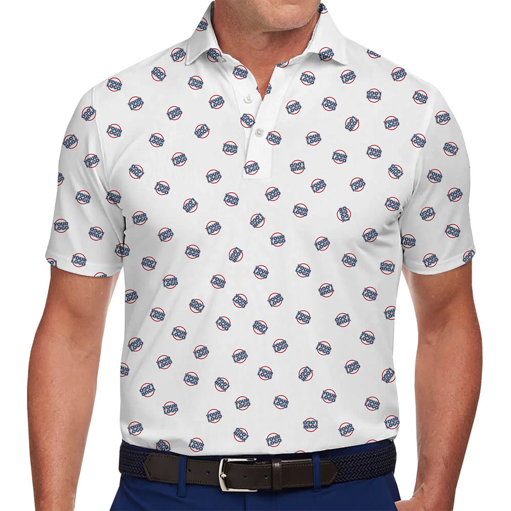 Modern Micro Print Logo Collared Polo Shirt - variant image 1