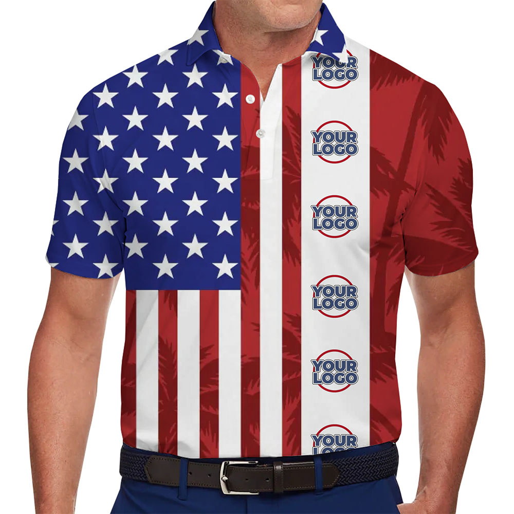 Company Pride American Flag Collared Polo Shirt With Custom Logo - variant image 1
