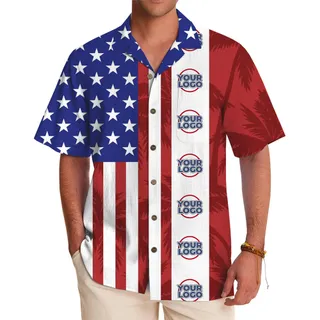 American Pride Custom Logo Button Up Shirt With Instant Preview