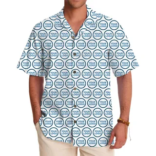 Repeat Custom Logo All Over Print Button Up Shirt