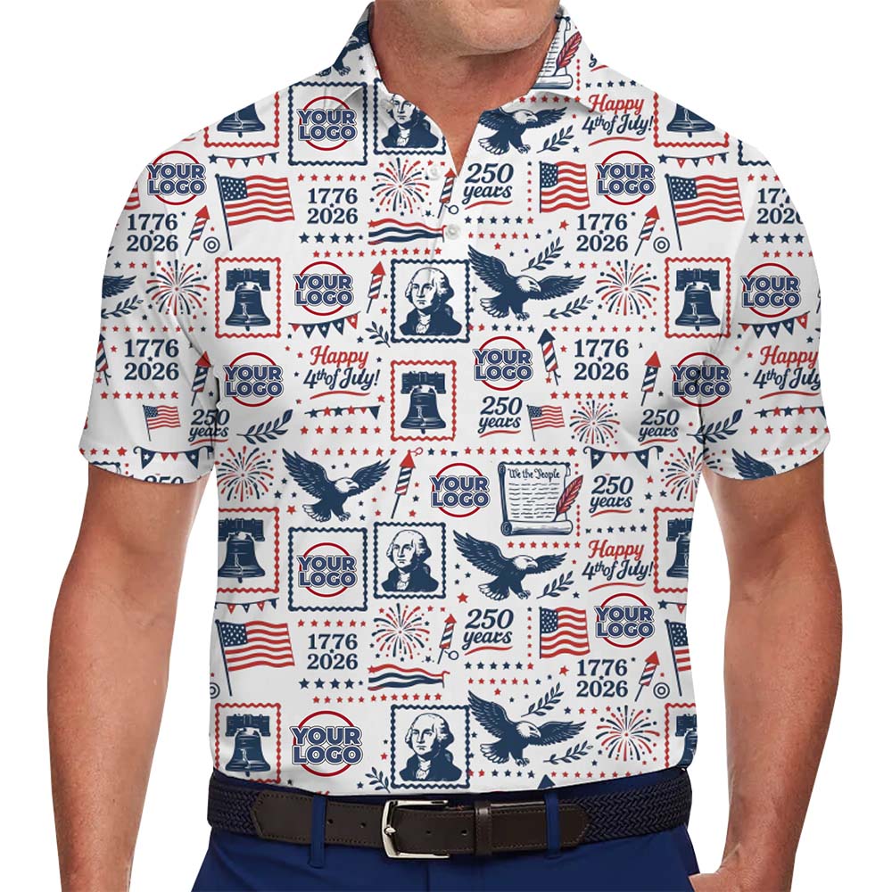 Patriotic Stamp Collection 250th Collared Polo Shirt With Custom Logo - variant image 1