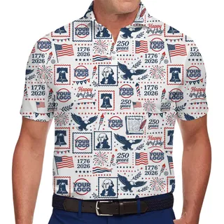 Patriotic Stamp Collection 250th Collared Polo Shirt With Custom Logo