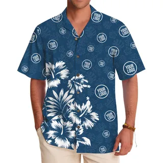 Custom Brand Floral Hawaiian Button Up Shirt