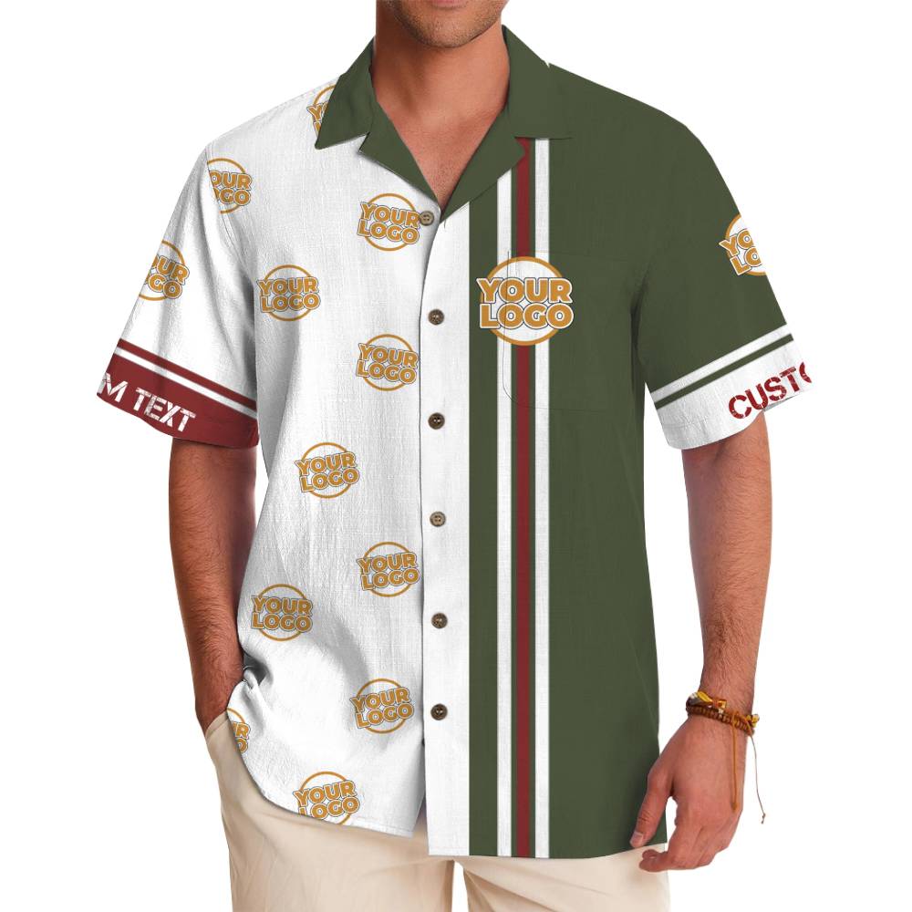Custom Logo Two-Tone Stripe Button Up Shirt - variant image 1